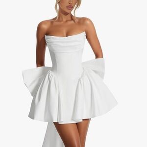 Elegant Strapless White Dress engagement bridal